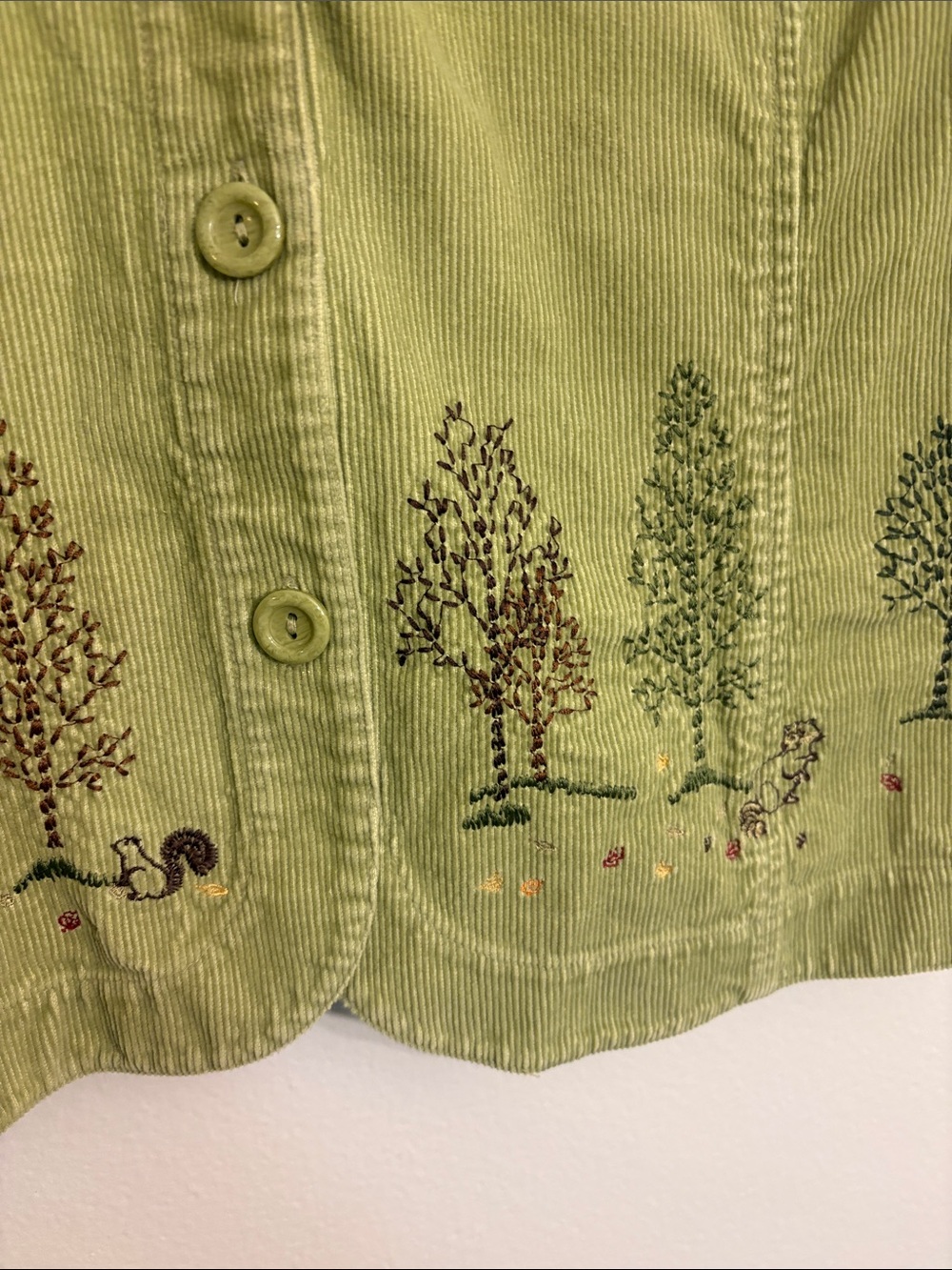 Christopher and banks Corduroy Embroidered Green Sleeveless vest - Picture 4 of 9
